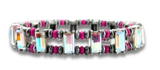 Bracelet, AB Rhinestone and Burnished Bead Bracelet