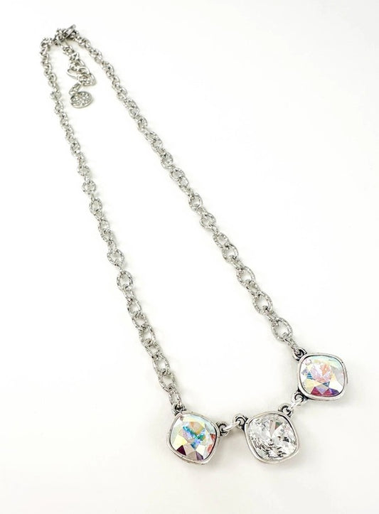 Necklace, AB Rhinestone Triple Austrian Crystal Necklace