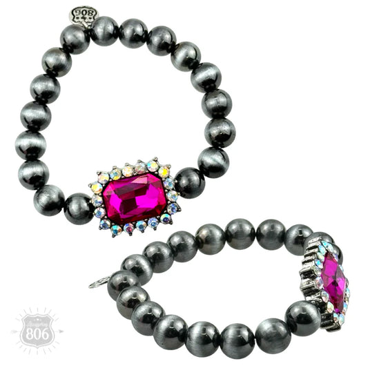 Bracelet, Navajo Bead with Fushia Bracelet Fashion Wear