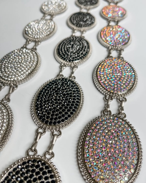 Belt, AB Rhinestone covered Chain Belt