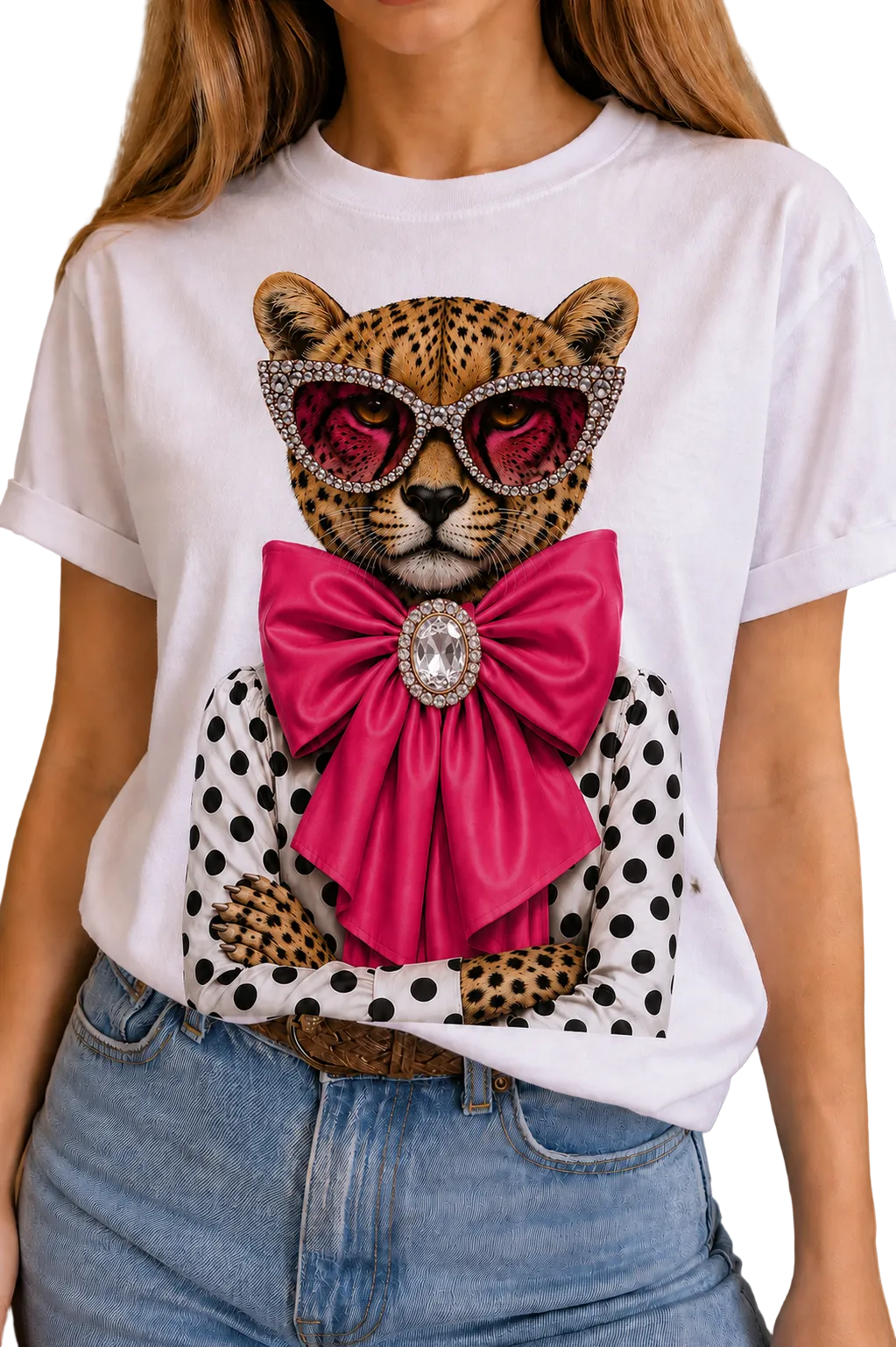 Jeweled Polka Dot Leopard on Crew DS