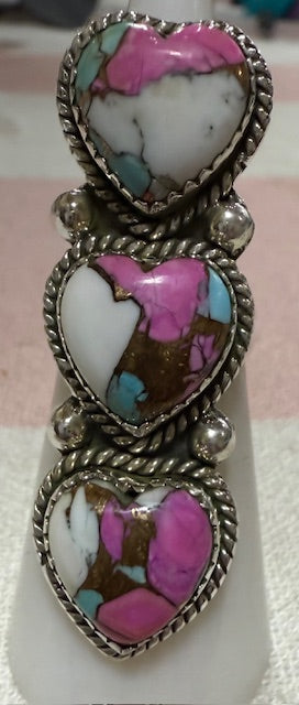 Ring, Heart - Cotton Candy & .925 Sterling Silver