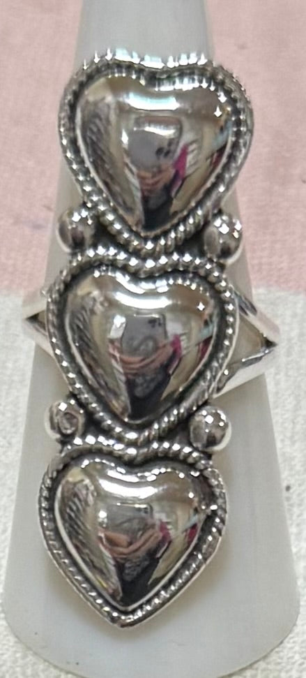 Ring, Heart - Triple .925 Sterling Silver