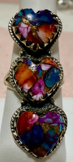 Ring, Heart - Triple Pink Dahlia .925 Sterling Silver (Copy)