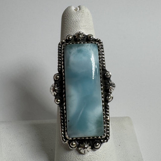 Ring, Rectangle in Larimar .925 Sterling Silver