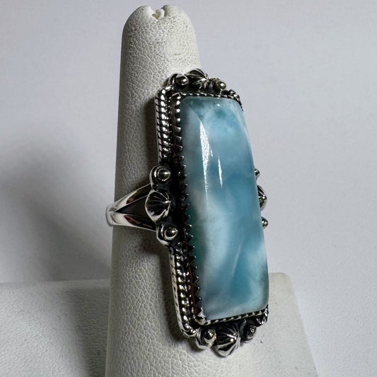 Ring, Rectangle in Larimar .925 Sterling Silver