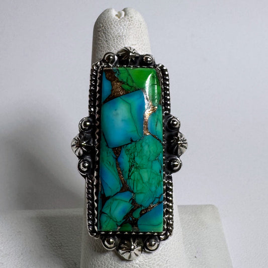 Ring, Rectangle in Green Ice Dalia .925 Sterling Silver (Copy)