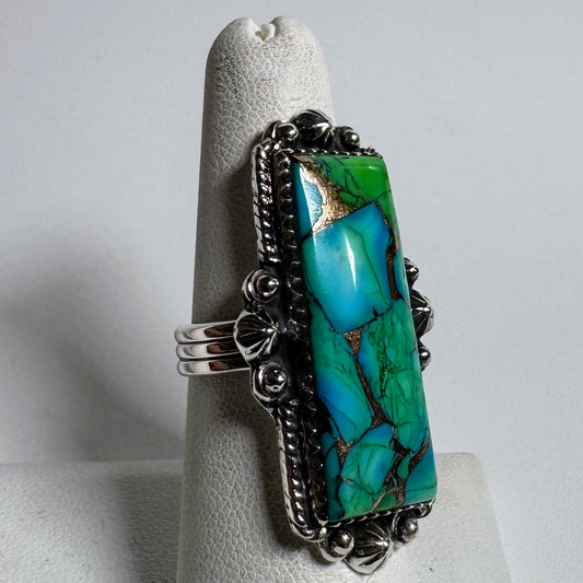 Ring, Rectangle in Green Ice Dalia .925 Sterling Silver (Copy)