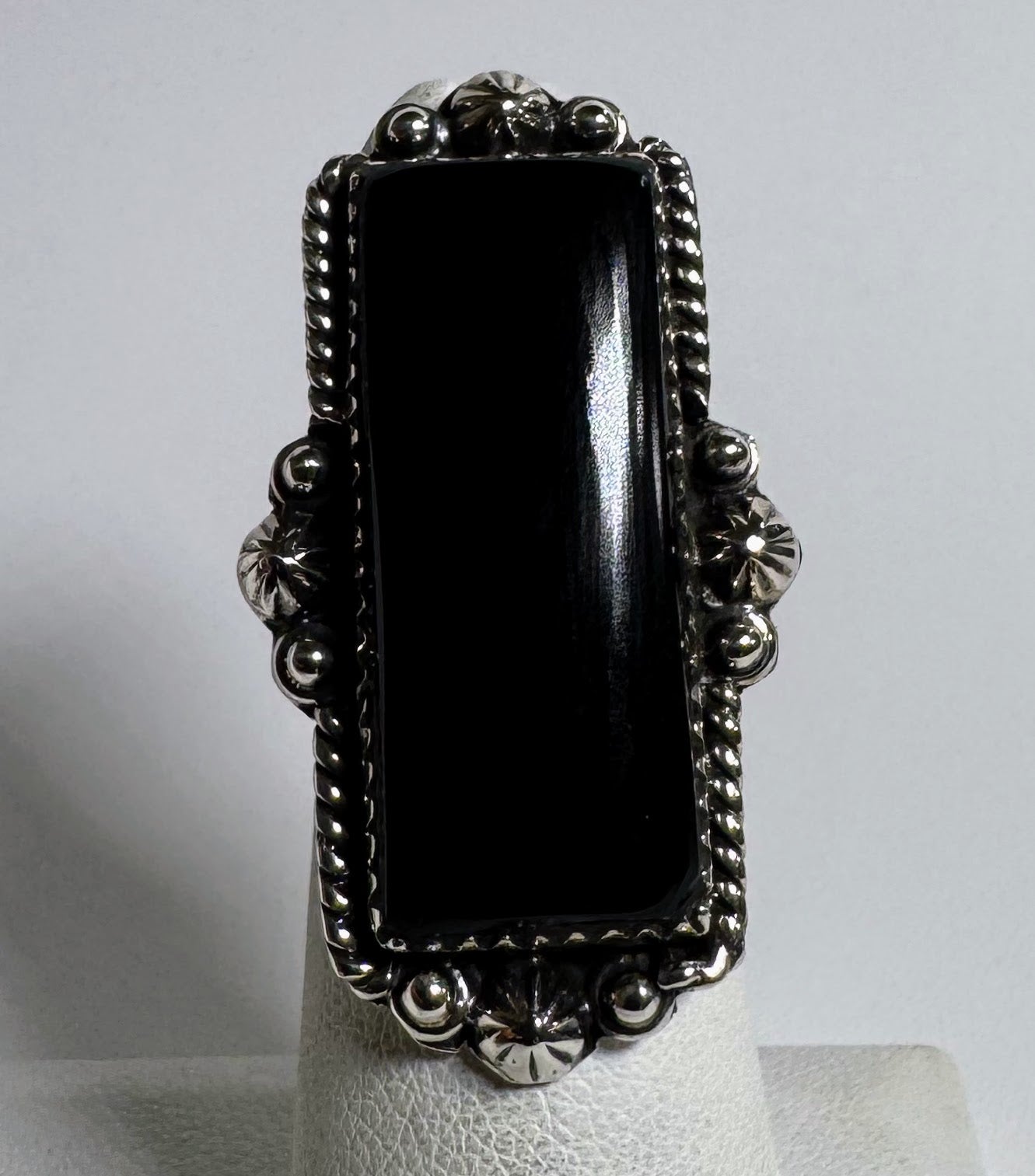 Ring, Rectangle in Black Onyx .925 Sterling Silver