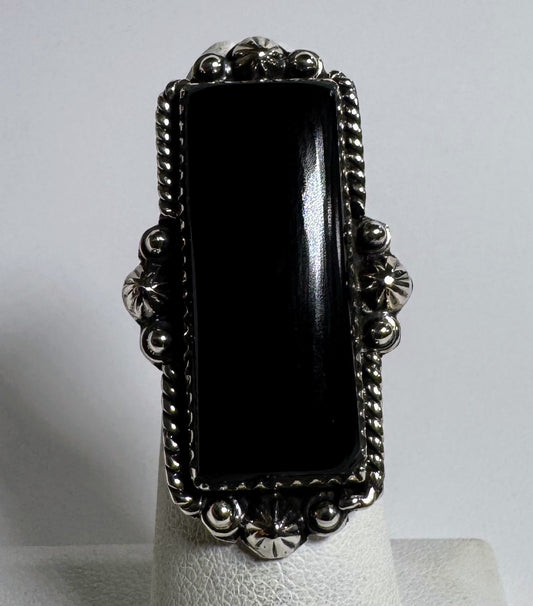 Ring, Rectangle in Black Onyx .925 Sterling Silver