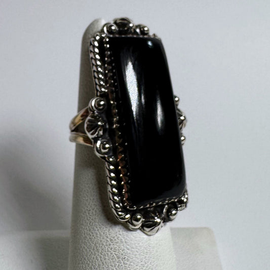 Ring, Rectangle in Black Onyx .925 Sterling Silver