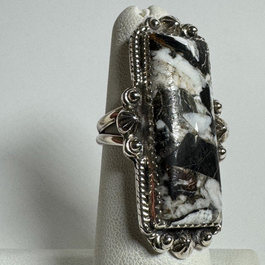 Ring, Rectangle in White Buffalo Turquoise .925 Sterling Silver