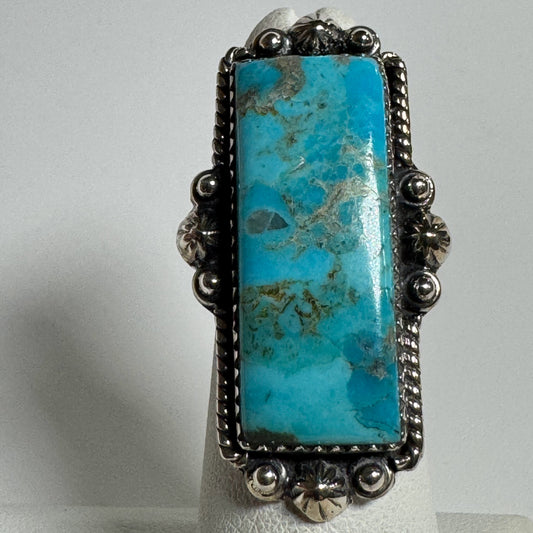 Ring, Rectangle in Kingman Turquoise .925 Sterling Silver