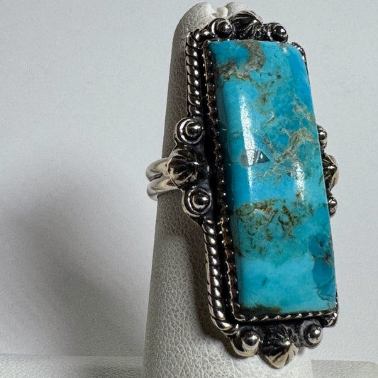 Ring, Rectangle in Kingman Turquoise .925 Sterling Silver