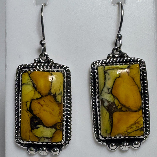 Earrings, Rectangle in Honey Dahlia .925 Sterling Silver