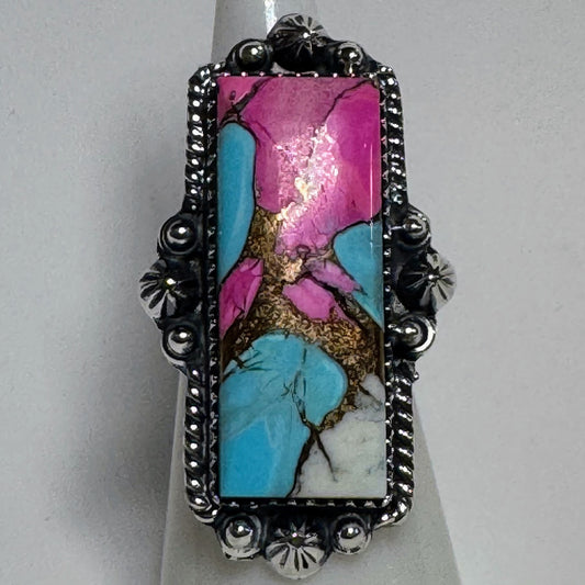 Ring, Rectangle in Cotton Candy .925 Sterling Silver