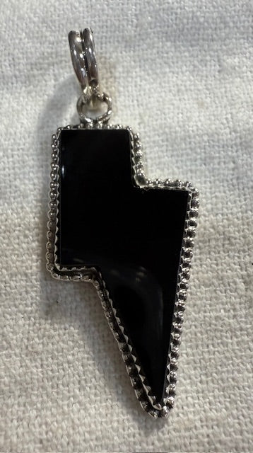 Necklace, Lightning Bolt in Black Onyx & .925 Sterling Silver
