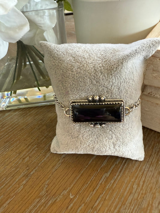Bracelet, Rectangle in Black Onyx .925 Sterling Silver