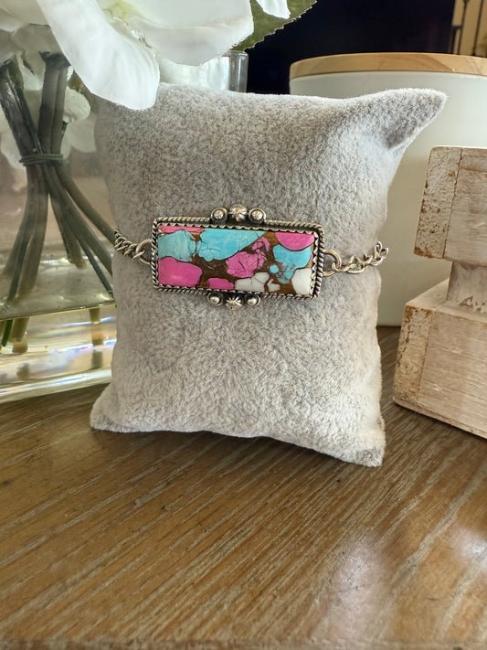 Bracelet, Rectangle in Cotton Candy .925 Sterling Silver