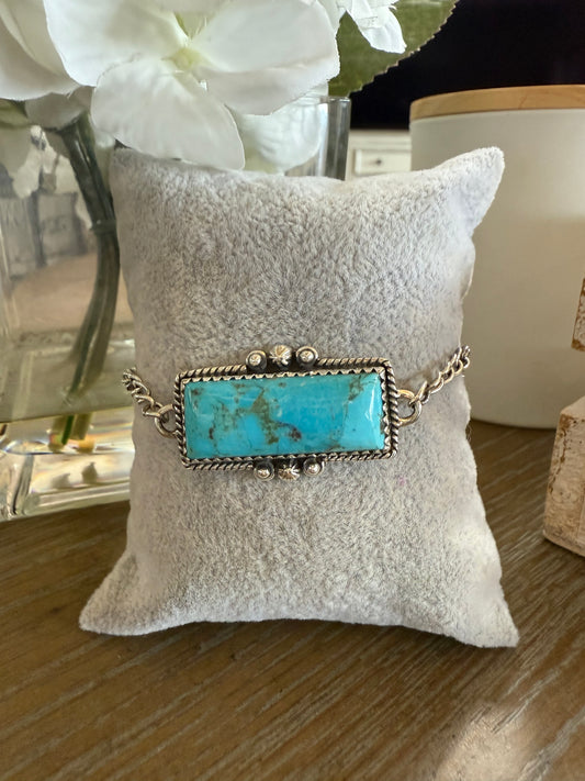 Bracelet, Rectangle in Kingman Turquoise .925 Sterling Silver