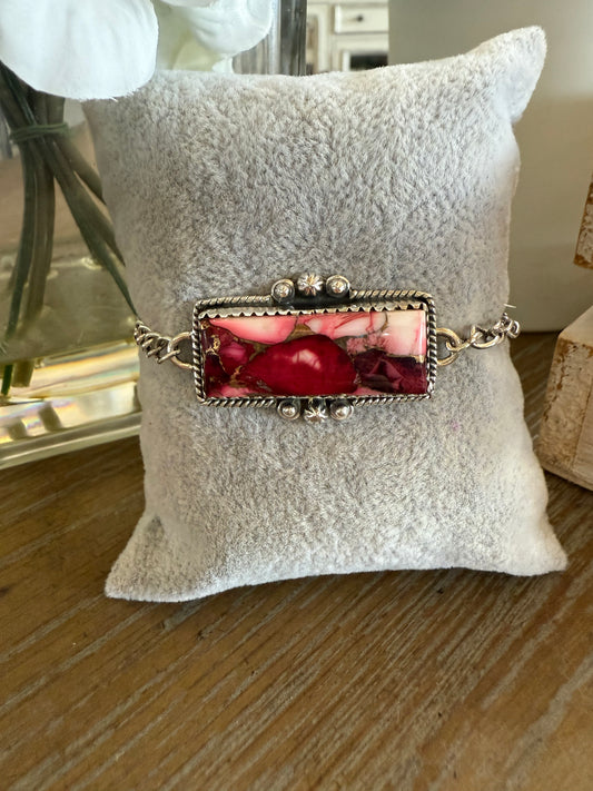 Bracelet, Rectangle in Rose Dahlia .925 Sterling Silver