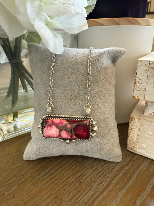 Necklace, Rectangle in Rose Dahlia .925 Sterling Silver