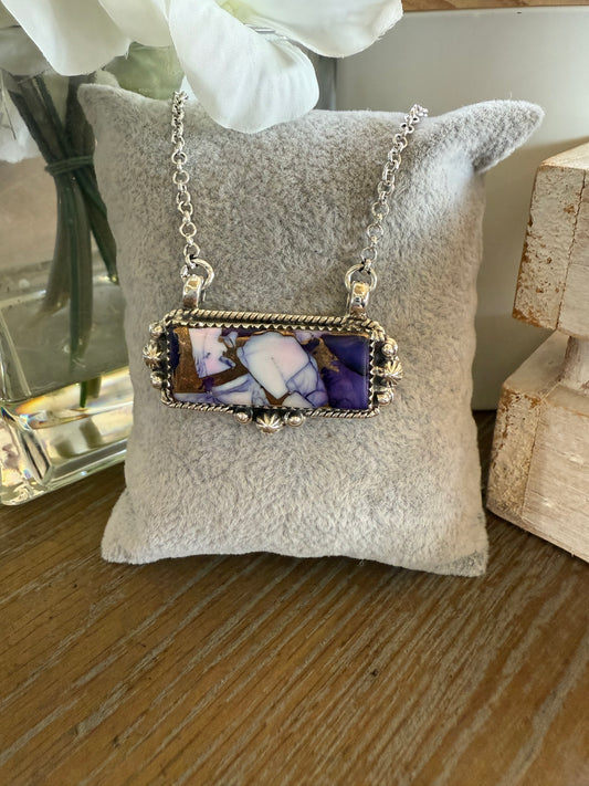 Necklace, Rectangle in Violet Dahlia .925 Sterling Silver