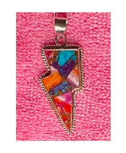 Necklace, Lightning Bolt in Pink Dahlia & .925 Sterling Silver