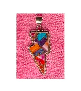 Necklace, Lightning Bolt in Pink Dahlia & .925 Sterling Silver