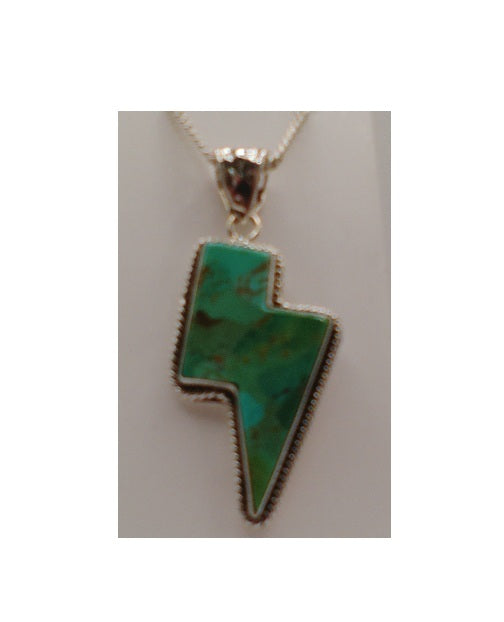 Necklace, Lightning Bolt in Turquoise & .925 Sterling Silver