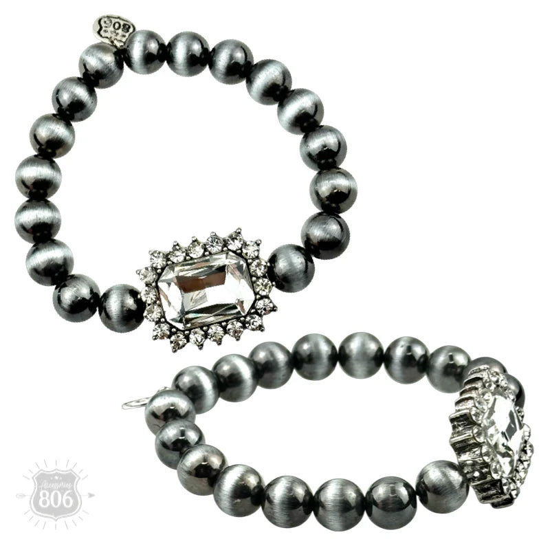 Bracelet, Navajo Bead with Clear Rhinestone Bracelet Fashion Wear