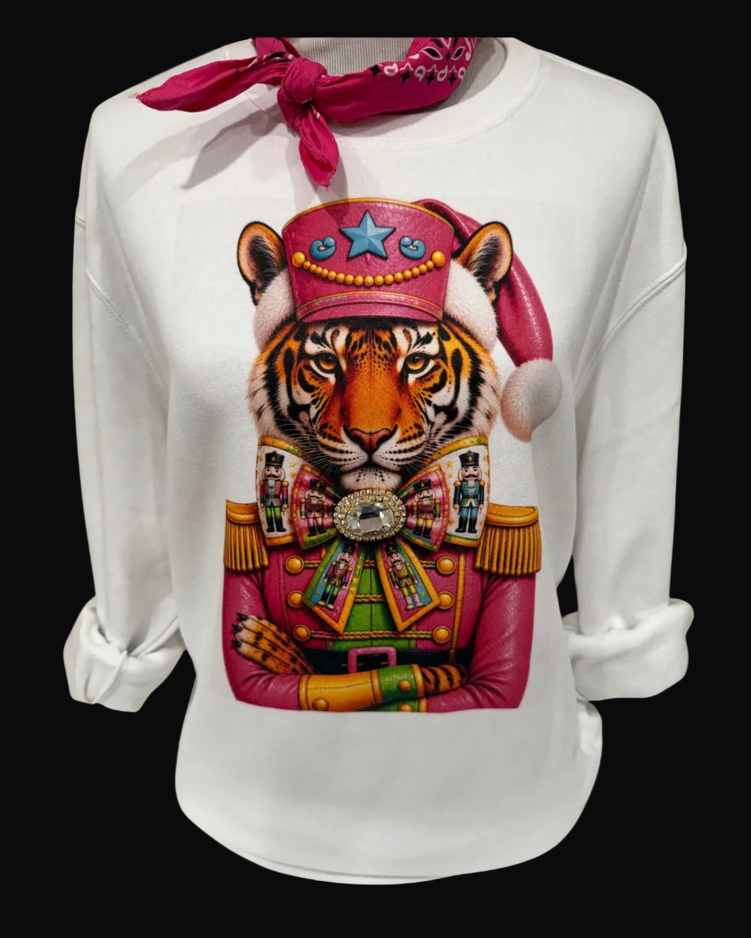 Nutcracker Tiger on White Sweatshirt DS