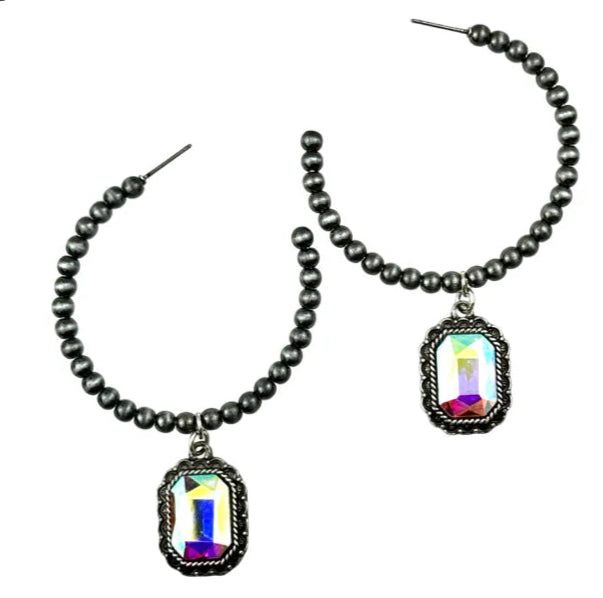 Earrings, Navajo Pearls with AB Fashion Wear