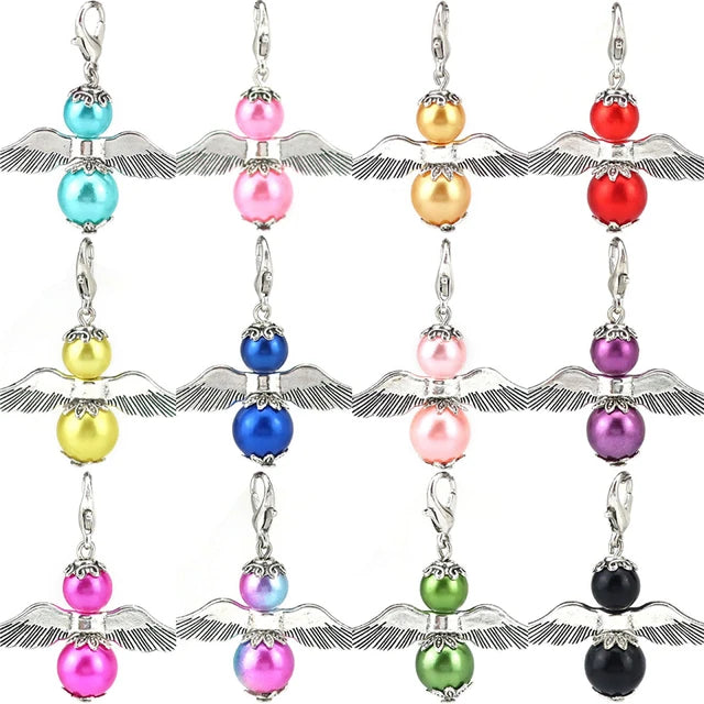 Charms, Angel Two Pearl Beads Large