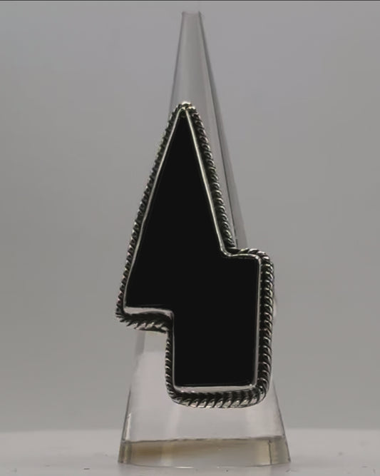 Ring, Lightening Bolt in Black Onyx & .925 Sterling Silver