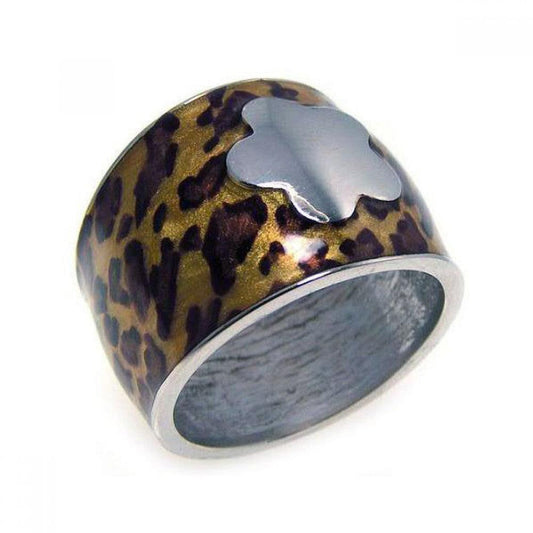 Ring, Animal Print Leopard Flower and Silver .925 SS