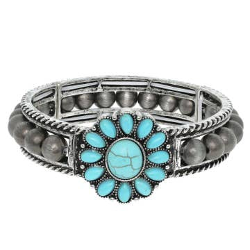 Bracelet, Concho - Turquoise (Stretch)