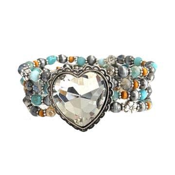 Bracelet, Heart Rhinestone Blue Bracelet