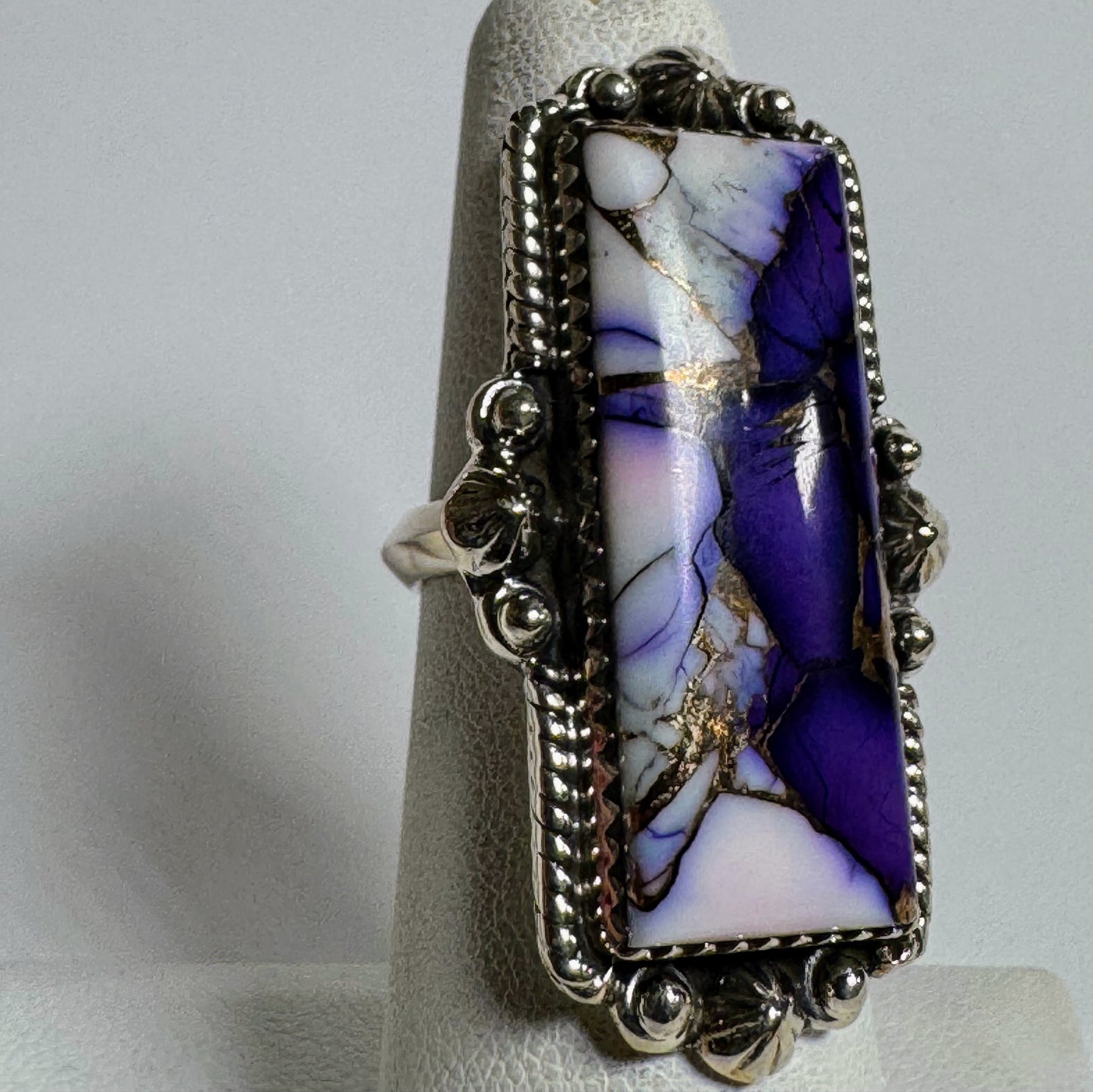 Ring, Rectangle in Violet Dahlia .925 Sterling Silver