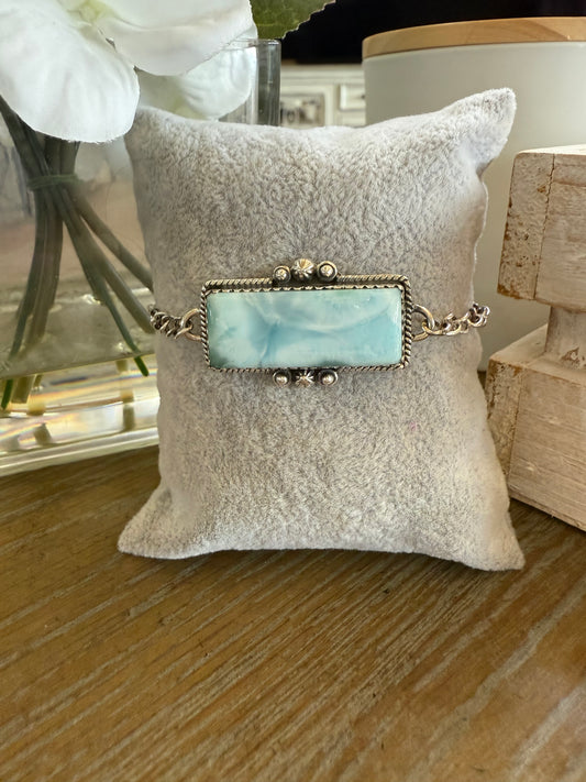Bracelet, Rectangle in Larimar .925 Sterling Silver