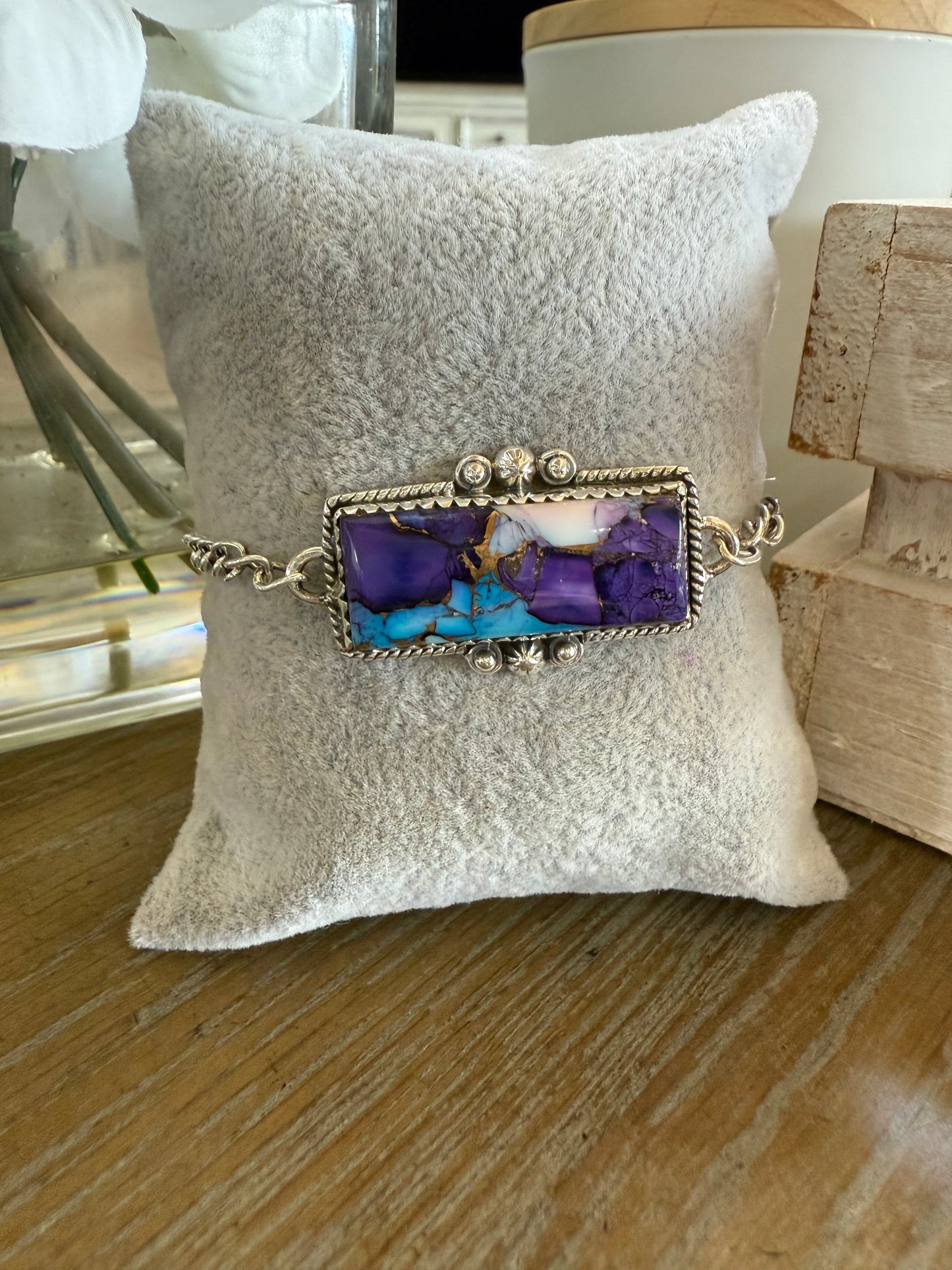 Bracelet, Rectangle in Violet Dahlia .925 Sterling Silver