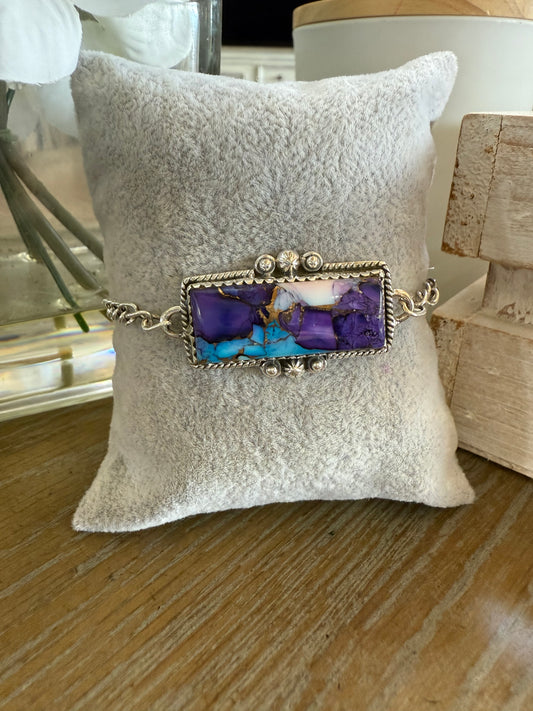 Bracelet, Rectangle in Violet Dahlia .925 Sterling Silver