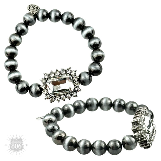 Bracelet, Navajo Bead with Clear Rhinestone Bracelet Fashion Wear